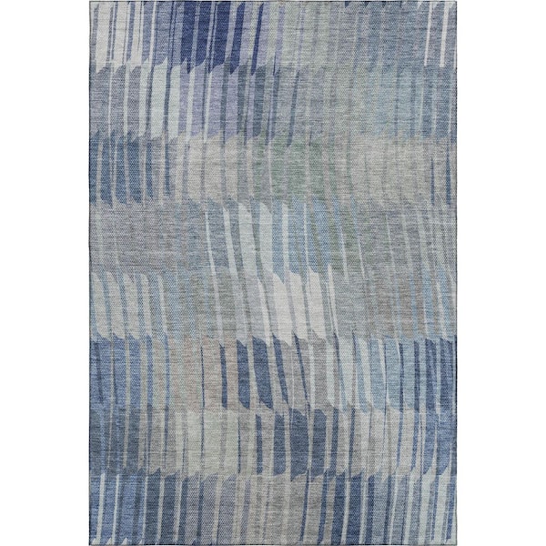 Mayfield Premium Machine Washable Abstract AMF2271 Denim 9 ft. x 12 ft. Area Rug