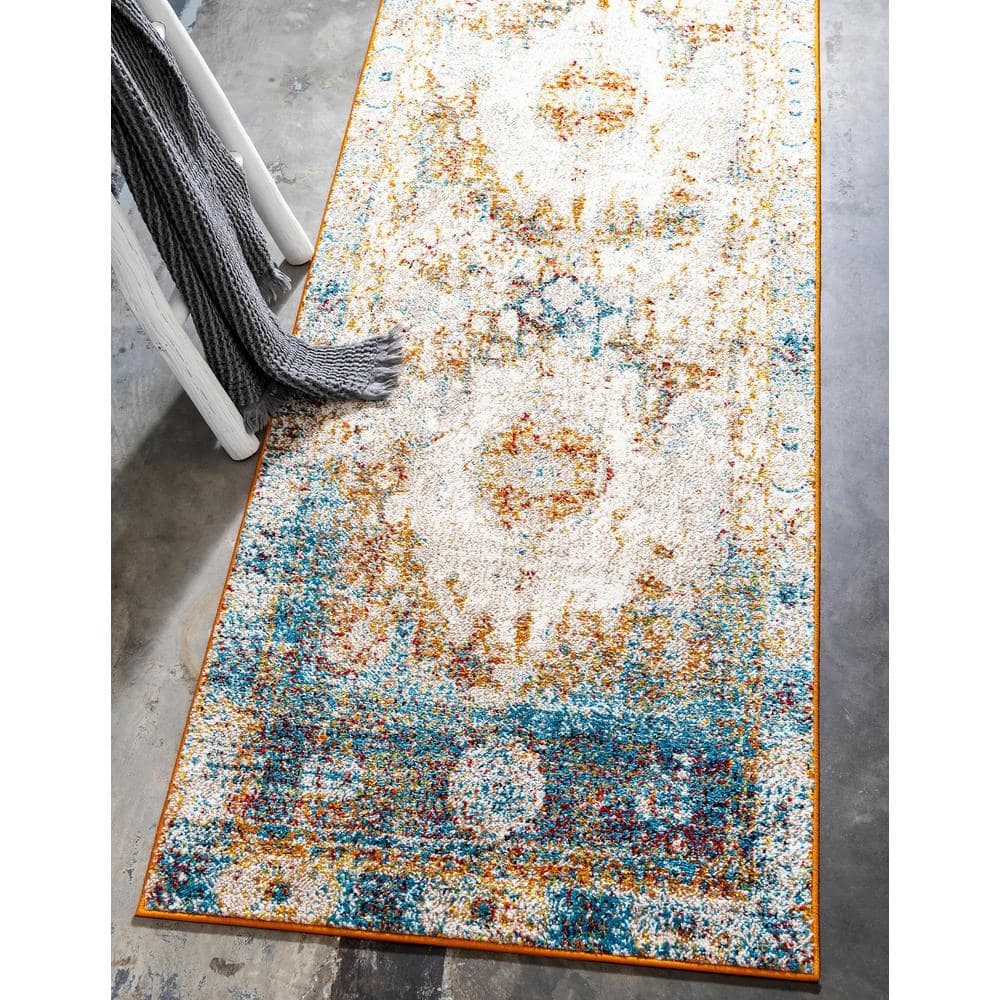 Venice Collection Luxe Beige Abstract Runner Rug 2'7" x 10'