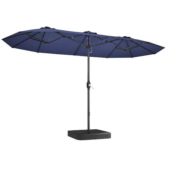 1 2 patio umbrella with hoo Rectangular Double Patio Umbrella with Base