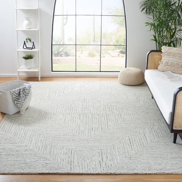 Micro-Loop Light Grey/Ivory 10 ft. x 14 ft. Striped Gradient Area Rug