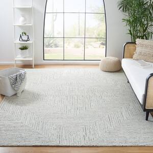 Micro-Loop Light Grey/Ivory 9 ft. x 12 ft. Striped Gradient Area Rug