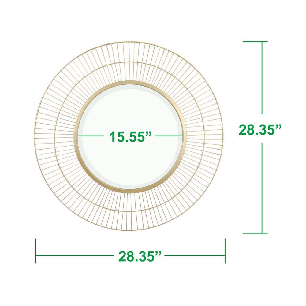 Gold Round Radial Wire Frame Wall Mirror