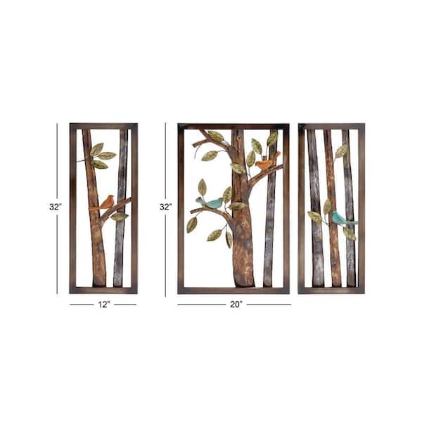 Decmode Metal Wall Plaque, Set of 3-Multi Color