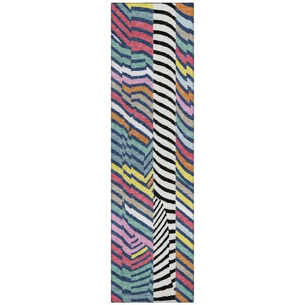 Chantille Machine Washable Indoor/Outdoor Abstract ACN3044 Navy 2 ft. x 7 ft. Runner Rug