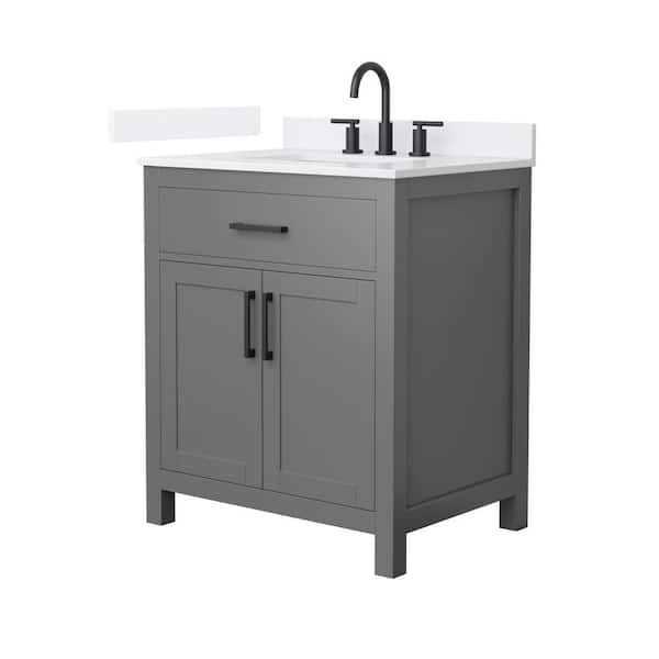Beckett 30 in. Single Freestanding Dark Gray Bath Vanity with White Quartz Top (Assembled)