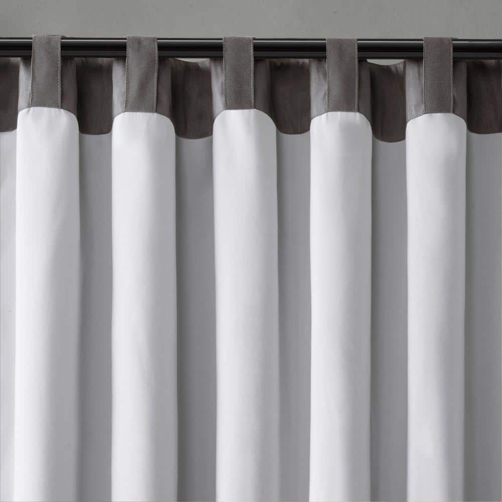 Gray Faux Silk Embroidered Puddle Length Curtain Panel