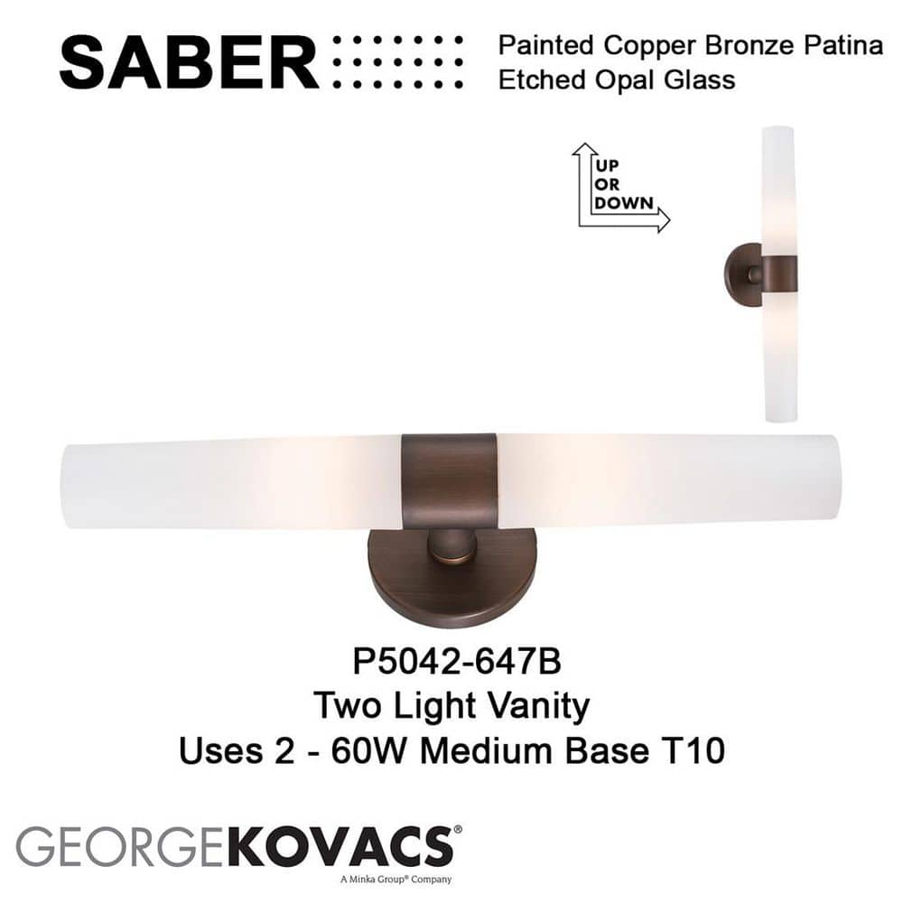 20'' Painted Copper Bronze Patina Cylinder Vanity Light