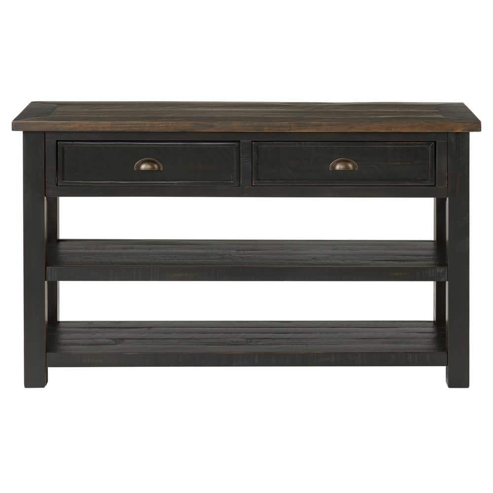 Monterey Black and Brown Pine Console Table with Storage