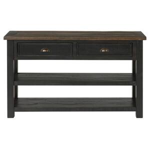 Monterey 50 in. Black and Brown Rectangle Solid Wood Console Table with Drawers