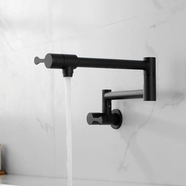 Staykiwi Wall Mounted Pot Filler With Lever Handle In Matte Black Skgykf07 Mb The Home Depot 3893