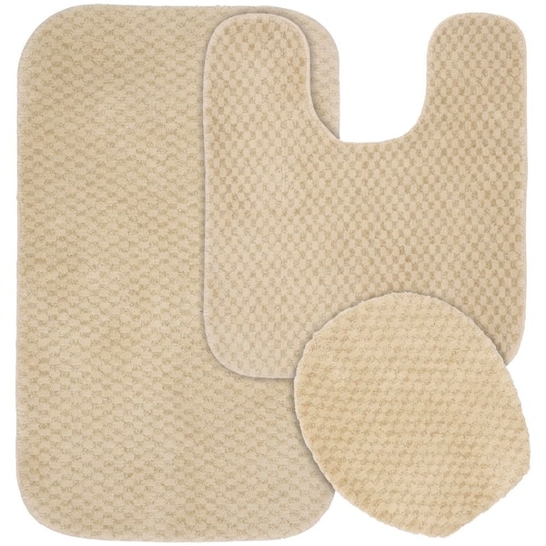 Garland Rug Cabernet Linen 21 in. x 34 in. Washable Bathroom 3-Piece Rug Set