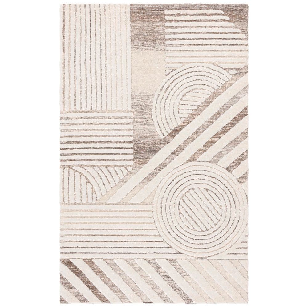 Ebony 8 ft. x 10 ft. Ivory/Brown High-Low Geometric Area Rug price history on PriceWatchPro
