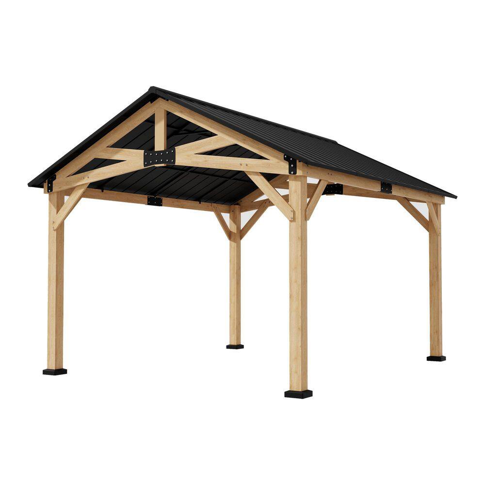 11 ft. x 13 ft. Wood Hardtop Outdoor Patio Gazebo with Galvanized Steel Roof and Ceiling Hook price history on PriceWatchPro
