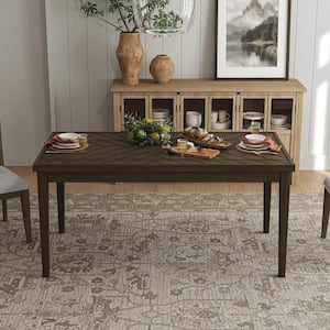 Fiore Distressed Brown Rubber Solid Wood 62.38 in. 4 Legs W Rectangle Dining Table Seats 6