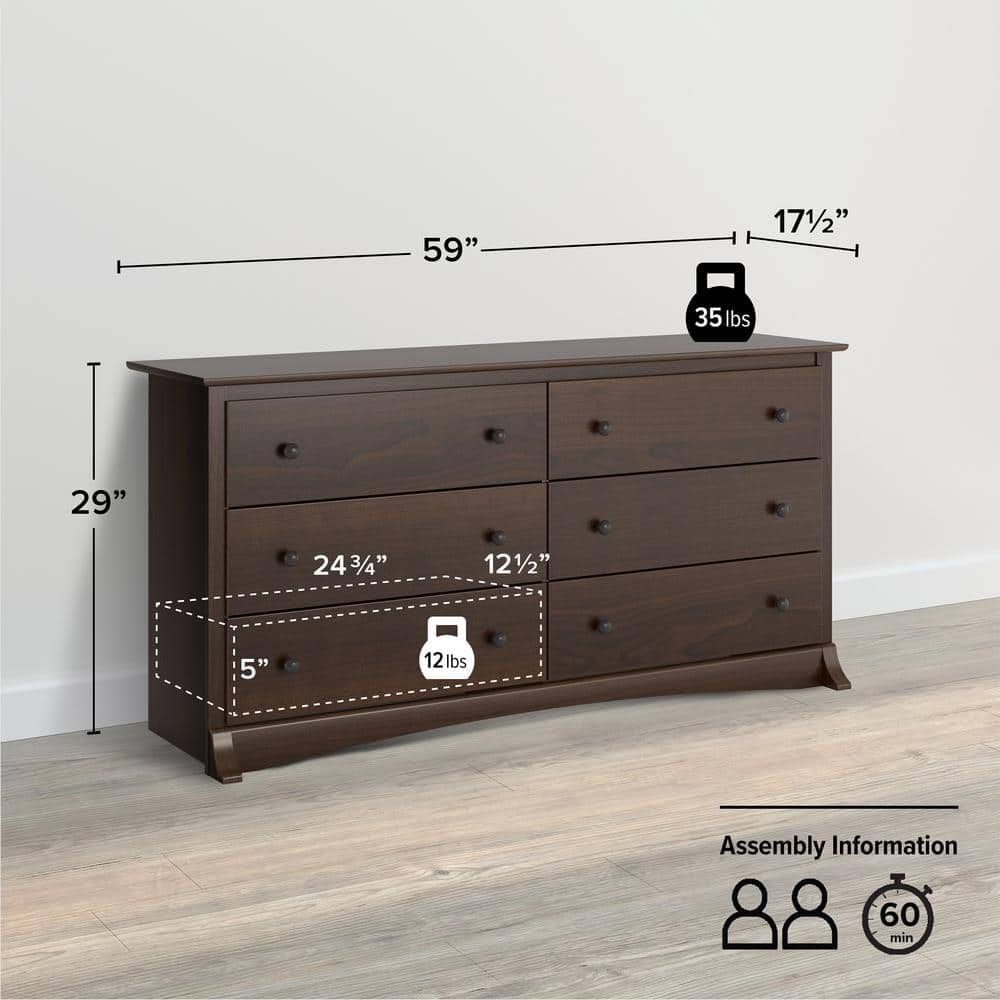 Espresso Composite Wood Double Roller Dresser