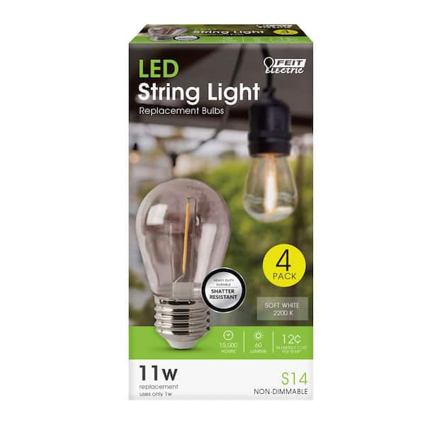 Dimmable Feit String Light Bulbs 11W S14 E26 Replacement Bulb 4 PACK