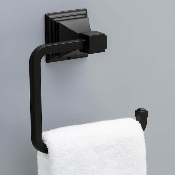 Frogued Wall Mounted Magnetic Adsorption Towel Holder Stainless Steel Good  Bearing Capacity Toilet Paper Holder for Home (Black)