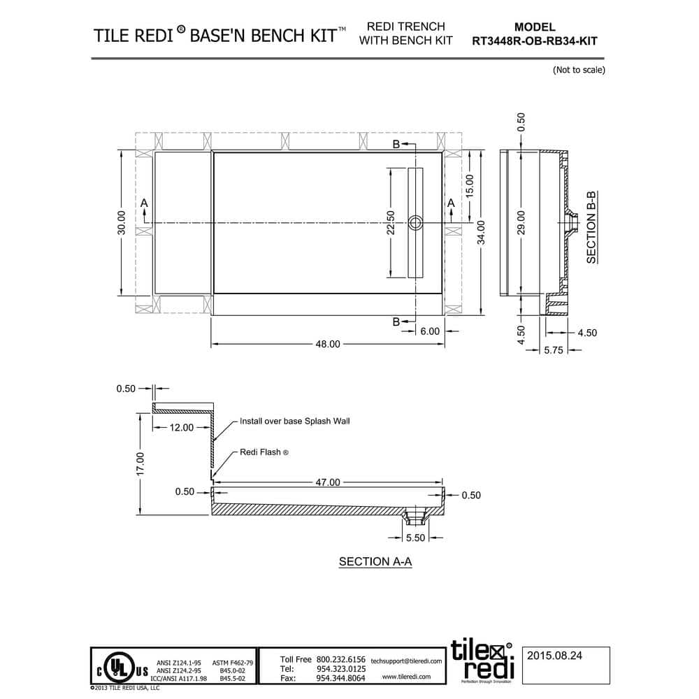 Rectangular Off-White PVC Shower Base with Bench and Right Drain