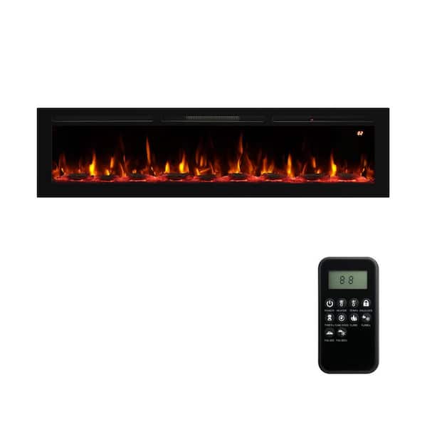 Delandgrand 70 in. Electric Fireplace Insert /Fresstanding/Wall-Mounted, 750/1500W, 1-9H Timer, 14 Flame Colors, Remote Control