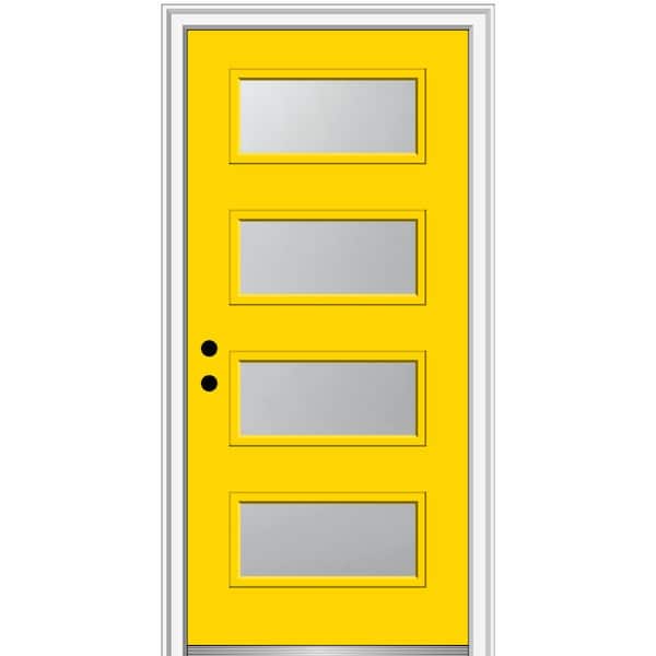 MMI Door 36 in. x 80 in. Celeste Right-Hand Inswing 4-Lite Frosted Glass Painted Steel Prehung Front Door on 6-9/16 in. Frame