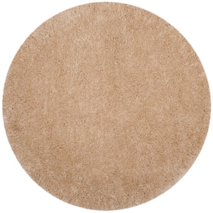 Polar Shag Light Beige 5 ft. x 5 ft. Round Solid Area Rug