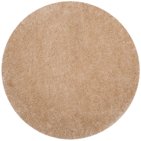 SAFAVIEH Polar Shag Light Beige 5 ft. x 5 ft. Round Solid Area Rug