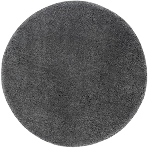 Soho Shag Solid Color Gray 6 ft. Round Indoor Area Rug