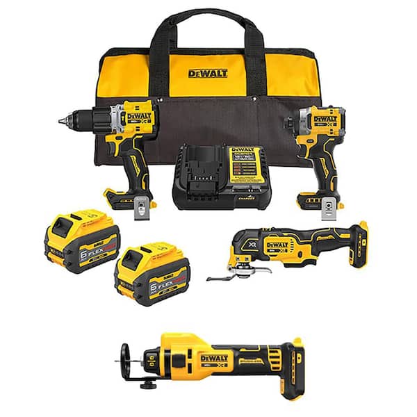 20V Max Lithium-Ion Cordless 3-Tool Combo Kit and Drywall Cut-Out Tool with (2) Flexvolt 6.0 Ah Batteries and Charger