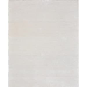 Edgy Beige 12 ft. x 15 ft. Striped Silk and Wool Area Rug