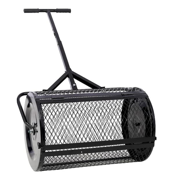 Unbranded 24 in. Heavy Duty Roller Spreader, Metal Mesh Peat Moss Compost Spreader, T shaped Handle for Planting Seeding