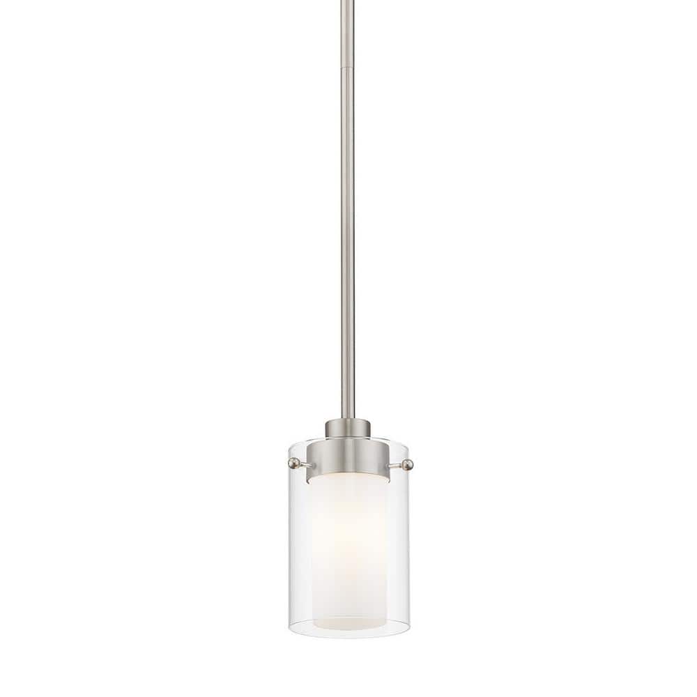 Brushed Nickel Mini Pendant with Clear and Opal Glass Shades