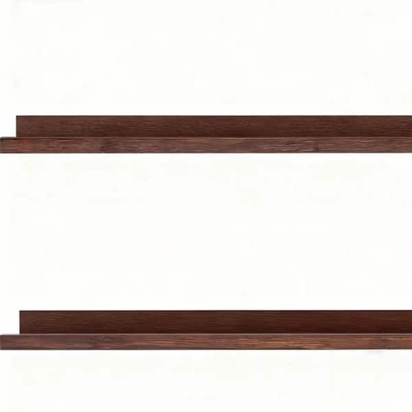 48 in. W x 4.5 in. D Floating Picture Ledge, Wood Floating Book Shelves, Decorative Wall Shelf, Deep Walnut (Set of 2)