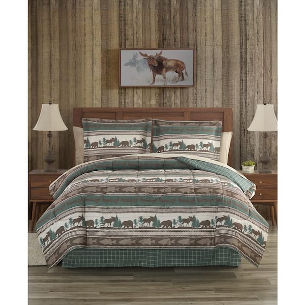 CEDAR COURT 6-Piece Tan Mountainside Ultra Soft Microfiber Twin Reversible Bed Bag Comforter Set