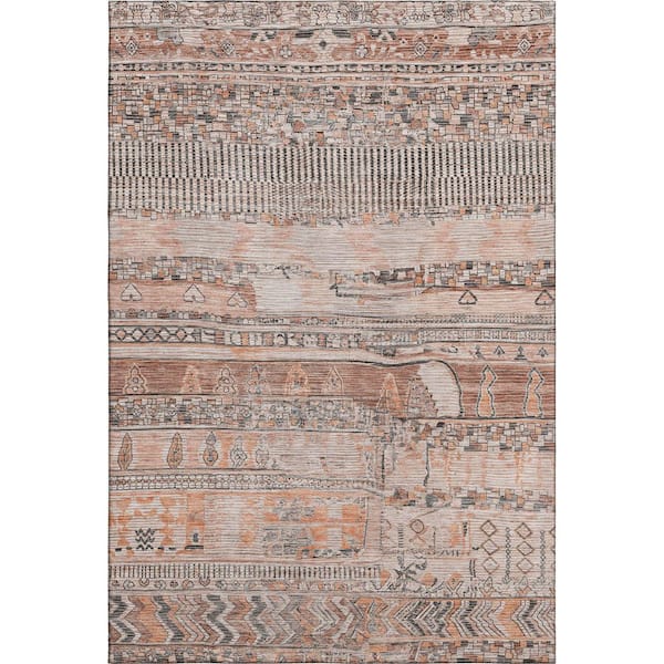 Mayfield Premium Machine Washable Abstract AMF1835 Terracotta 8 ft. x 10 ft. Area Rug