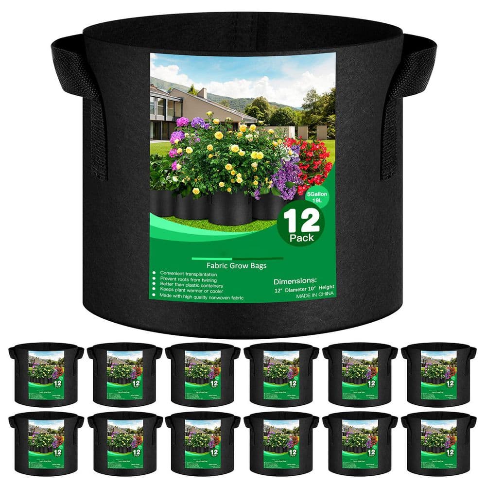 20 Gallon Black Non-Woven Fabric Round Outdoor Grow Bag Planter with Reinforced Handles Aeration 12 Pack price history on PriceWatchPro