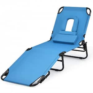Blue 1-Piece Fabric Outdoor Chaise Lounge