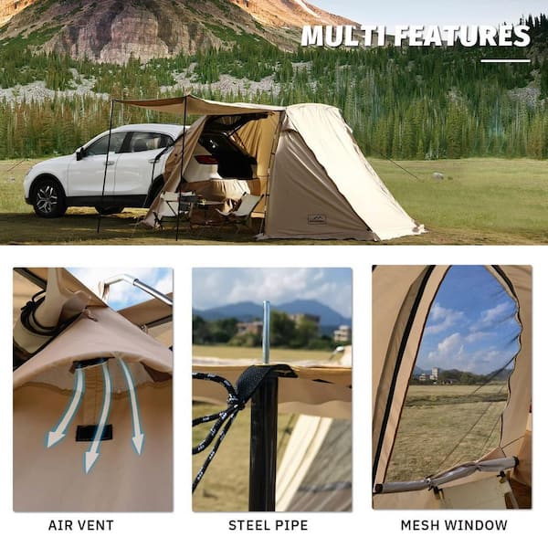 Tenleaf 11 ft. x 9.5 ft. Khaki Brown Vehicle SUV Tent Car Camping