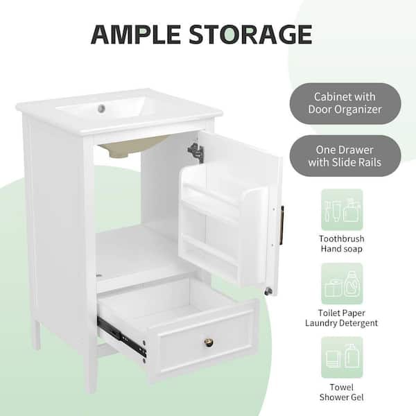ZXDDMS 20 in. W x 18.5 in. D x 34.5 in. H White Solid Wood Linen