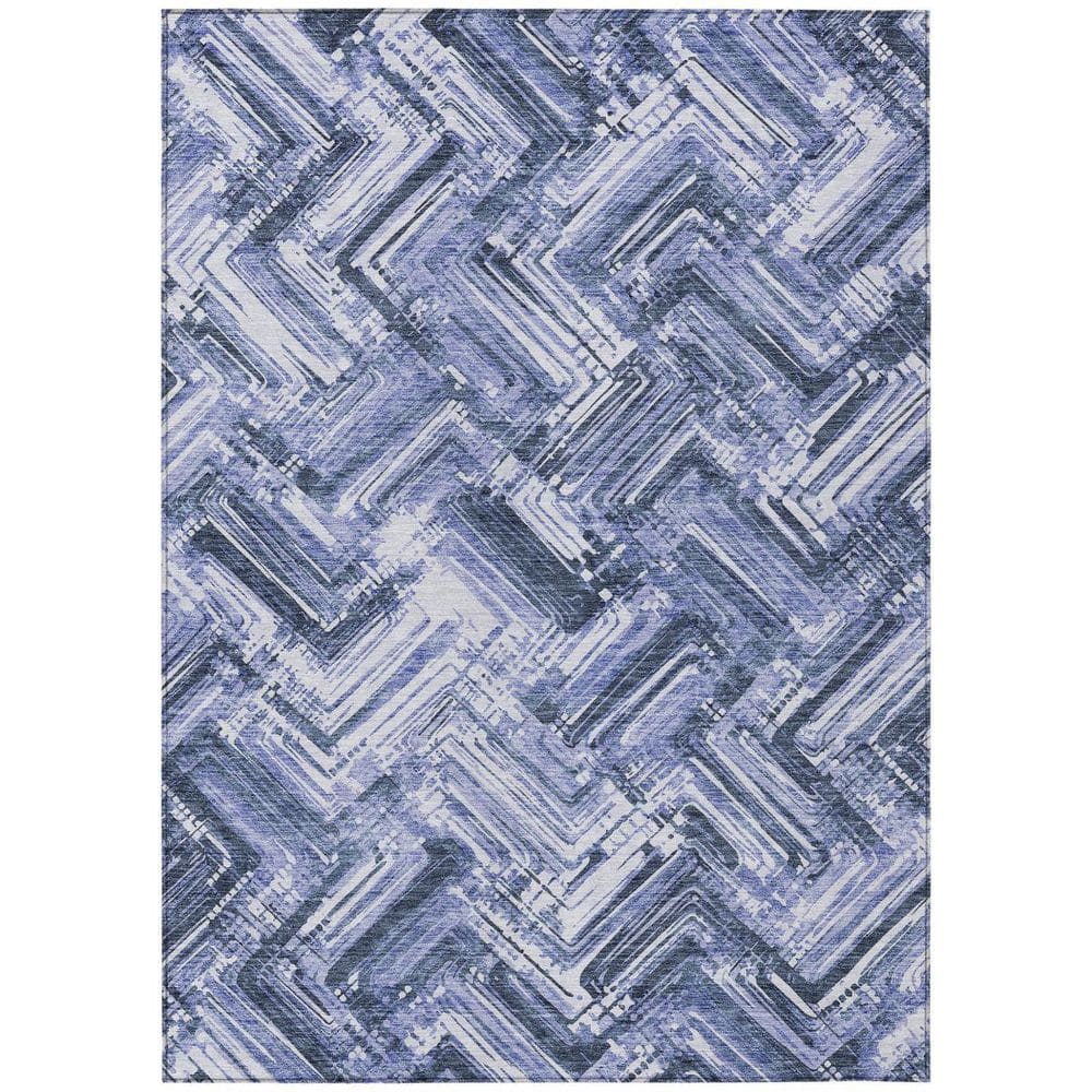 Navy Blue, Sky Blue 5 ft. x 8 ft. Woven Geometric Polyester Rectangle Indoor/Outdoor Area Rug price history on PriceWatchPro