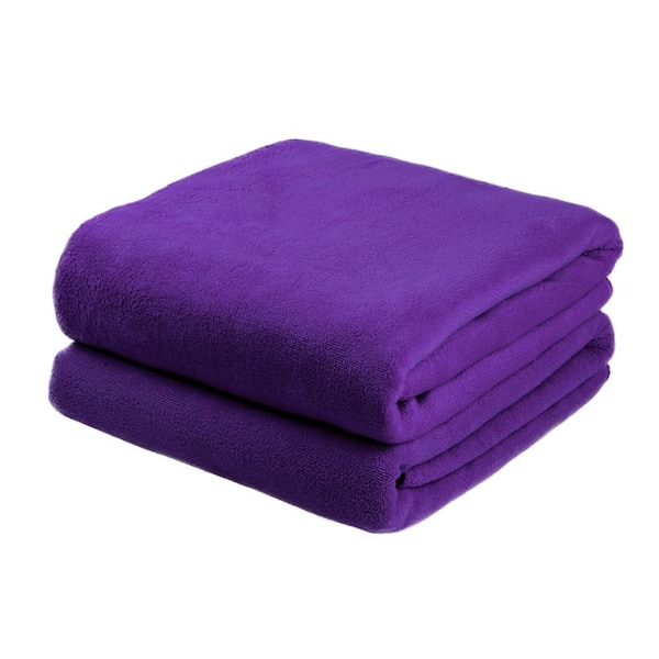 Set of 3 Luxury Dark Purple Terry Cloth Towels 2 Oversized Bath 1 Hand Towel