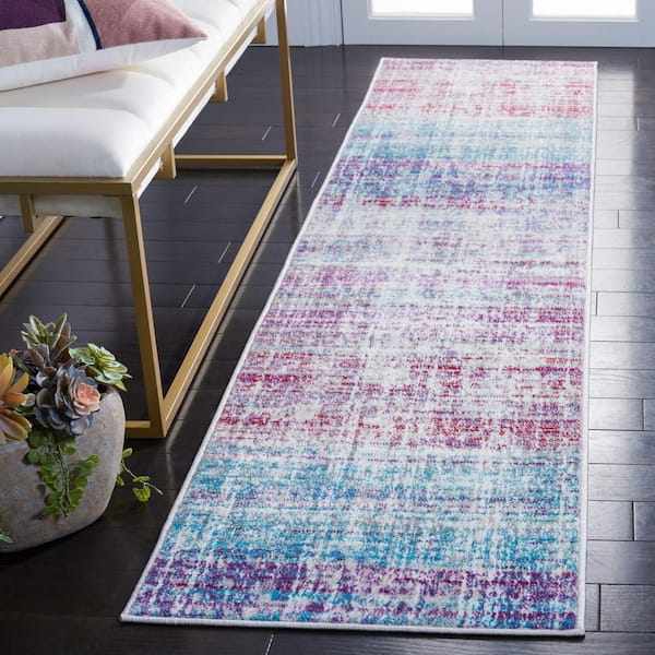 Skyler 2 ft. x 8 ft. Silver/Purple Distressed Overdyed Runner Rug