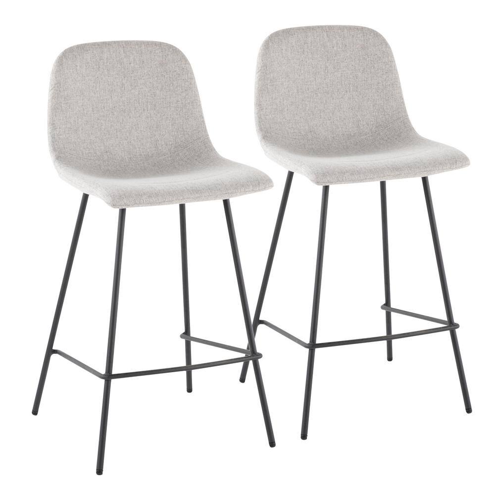 Barton Set of 2 Champagne Velvet Upholstered Bar Stools with