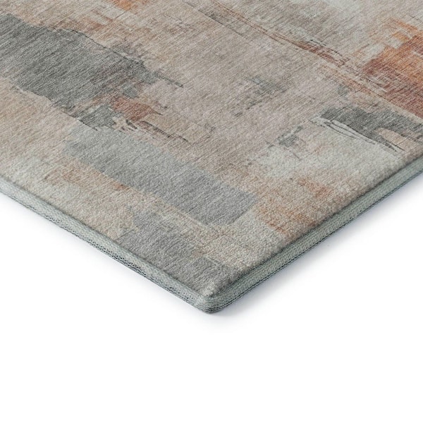 Mayfield Premium Machine Washable Abstract AMF1967 Paprika 8 ft. x 10 ft. Area Rug