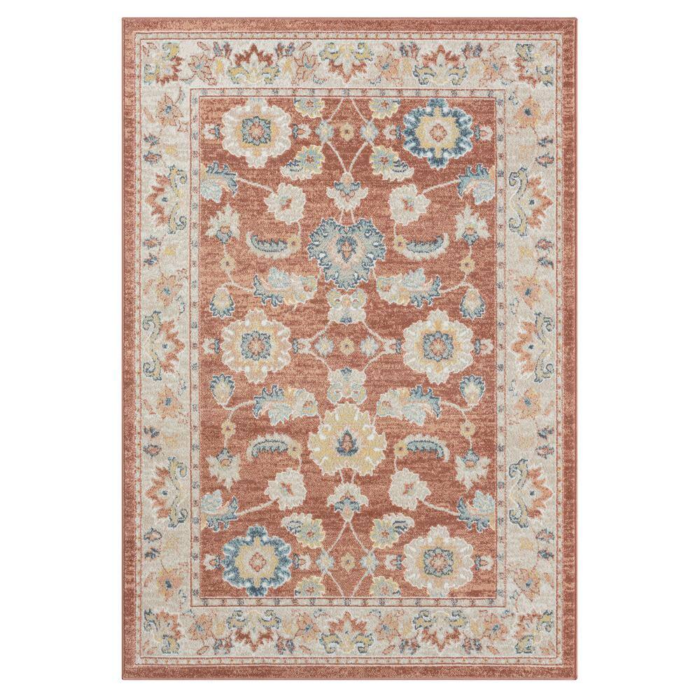 Iviana Rust/Ivory 2 ft. 8 in. x 8 ft. Contemporary Power-Loomed Border Rect