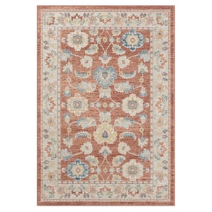 Iviana Rust/Ivory 5 ft. 3 in. x 7 ft. 6 in. Contemporary Power-Loomed Border Rectangle Area Rug