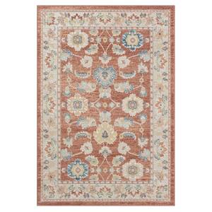 Iviana Rust/Ivory 3 ft. 11 in. x 6 ft. Contemporary Power-Loomed Border Rectangle Area Rug