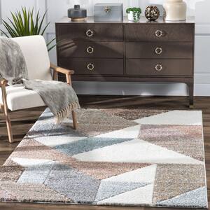 Delia Perseus Modern Geometric Shag Ivory 3 ft. 11 in. x 5 ft. 3 in. Area Rug