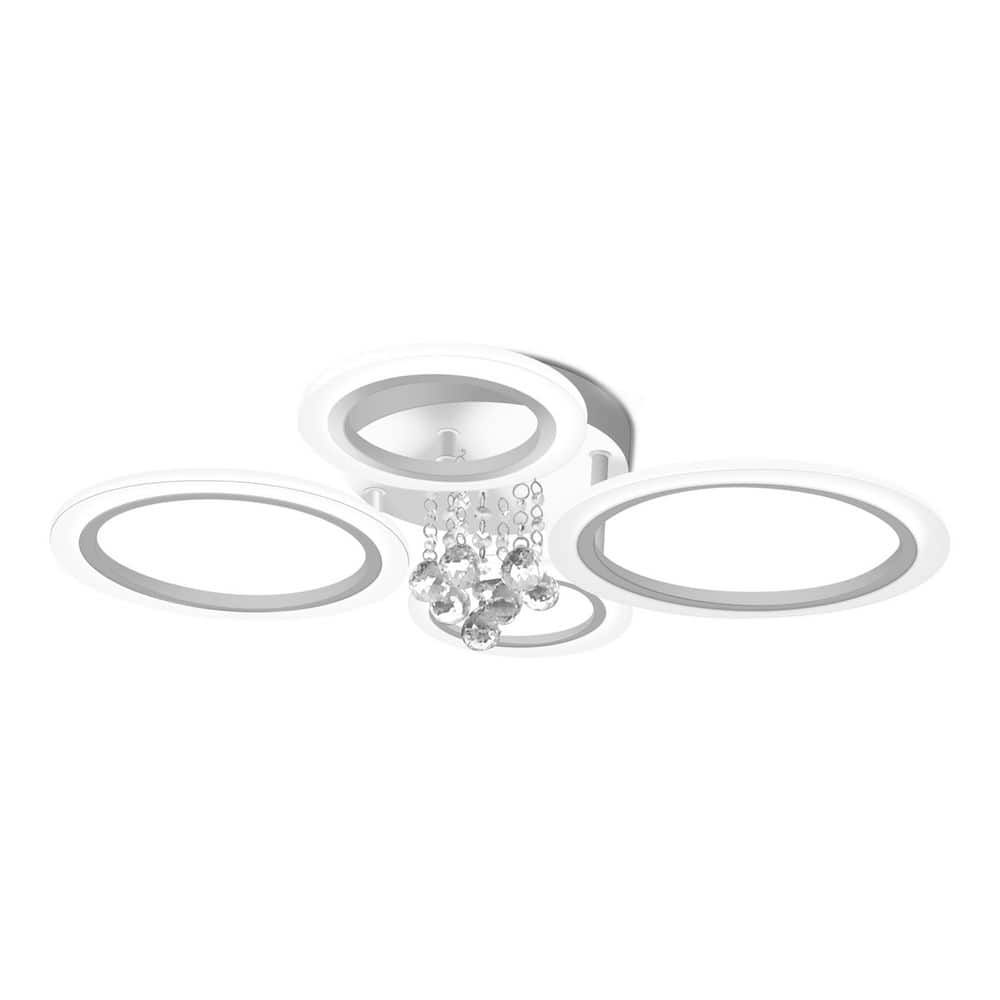 25.79 in. Modern 4-Ring Silver Integrated LED Flush Mount for Bedroom, Kitchens, Bathroom, Dimmable 3000K-5000K price history on PriceWatchPro