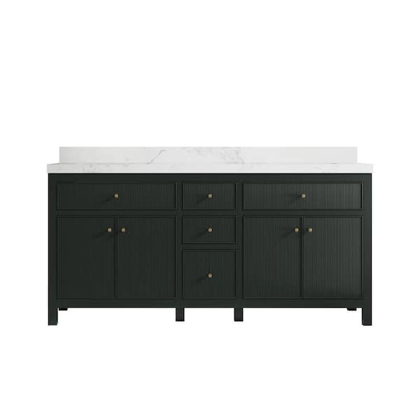 Willow Collections Sonoma 72 in. W x 22 in. D x 36 in. H Double Sink Bath Vanity in Dark Green with 2 in. Calacatta Nuvo Top
