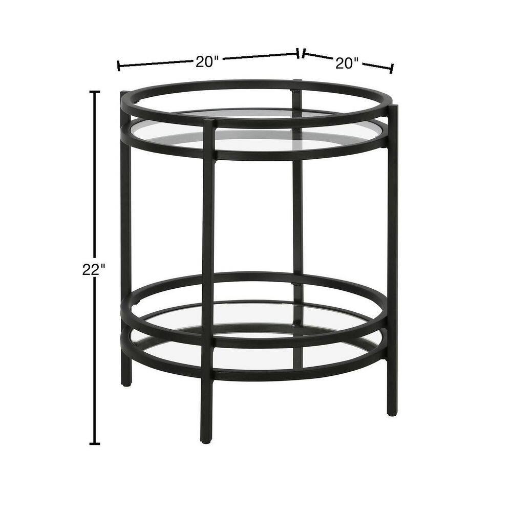 Modern Blackened Bronze 20" Round Metal & Glass Side Table